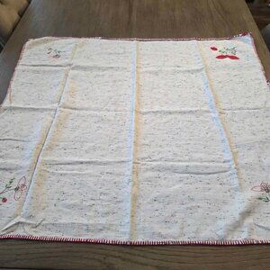 Vintage table square off white with red details